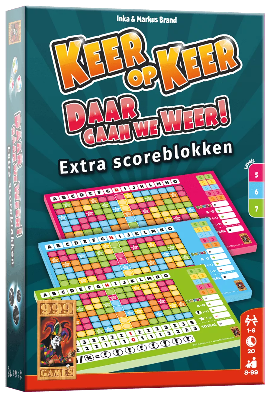 999 Games Keer Op Keer Scoreblok 3 Stuks Level 5, 6 En 7 - Dobbelspel 4 999 Games Keer Op Keer Scoreblok 3 Stuks Level 5, 6 En 7 - Dobbelspel - Afbeelding 2