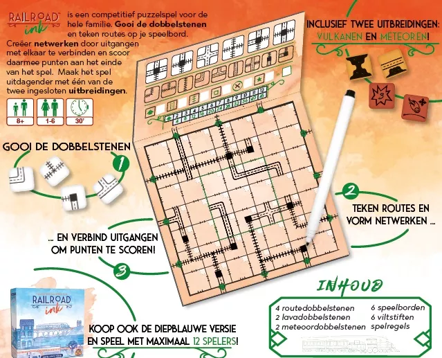 Railroad Ink (Vuurrode Versie) - Dobbelspel 7 Railroad Ink (Vuurrode Versie) - Dobbelspel - Afbeelding 5