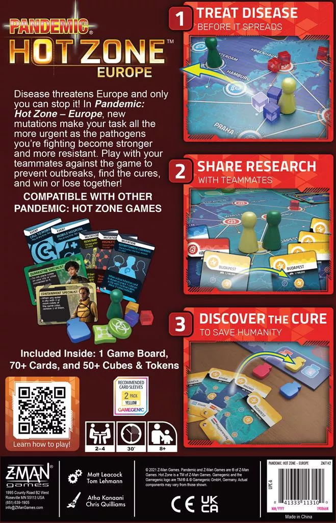 Z-Man Games Pandemic Hot Zone Europe (ENG) 4 Z-Man Games Pandemic Hot Zone Europe (ENG) - Afbeelding 2