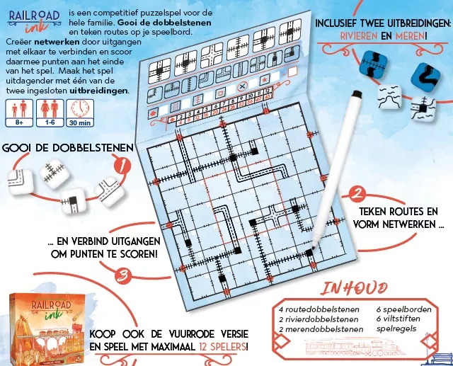 Railroad Ink (Diepblauwe Versie) - Dobbelspel 4 Railroad Ink (Diepblauwe Versie) - Dobbelspel - Afbeelding 2