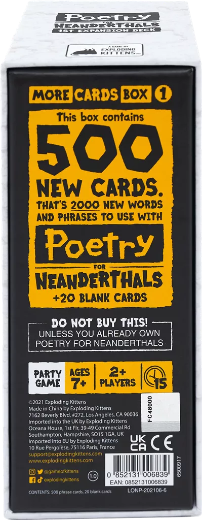 EXPLODING KITTENS Poetry For Neanderthals 1st Expansion 5 EXPLODING KITTENS Poetry For Neanderthals 1st Expansion - Afbeelding 3